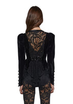 Crushed Velvet Jacket With Lace Back