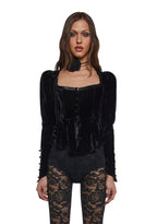Crushed Velvet Jacket With Lace Back