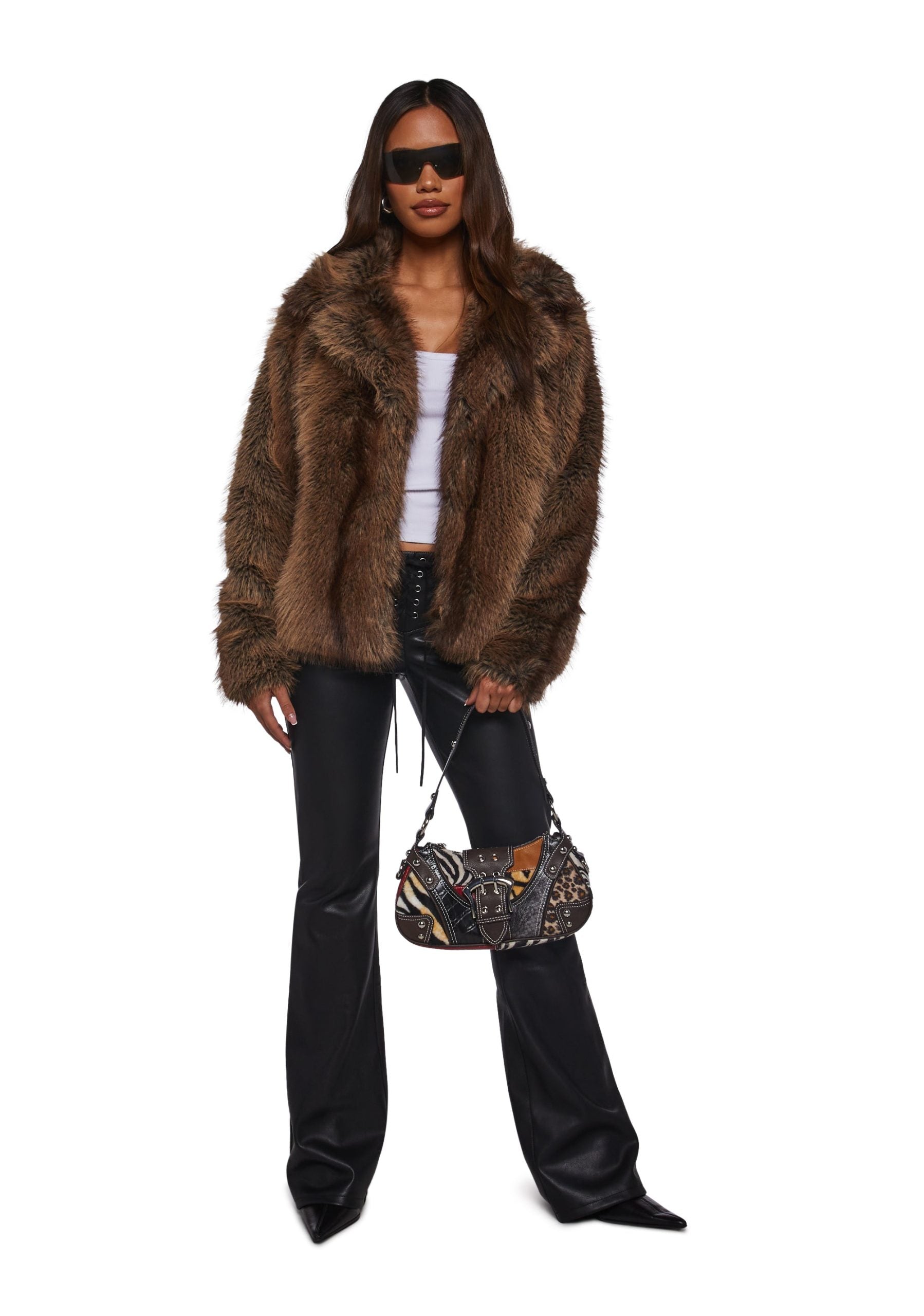 Melora Faux Fur Coat – Brown
