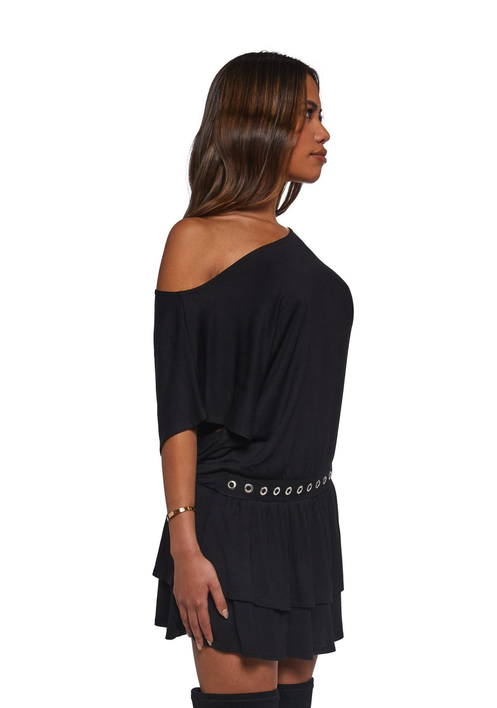 Club Time Off The Shoulder Dress – Black