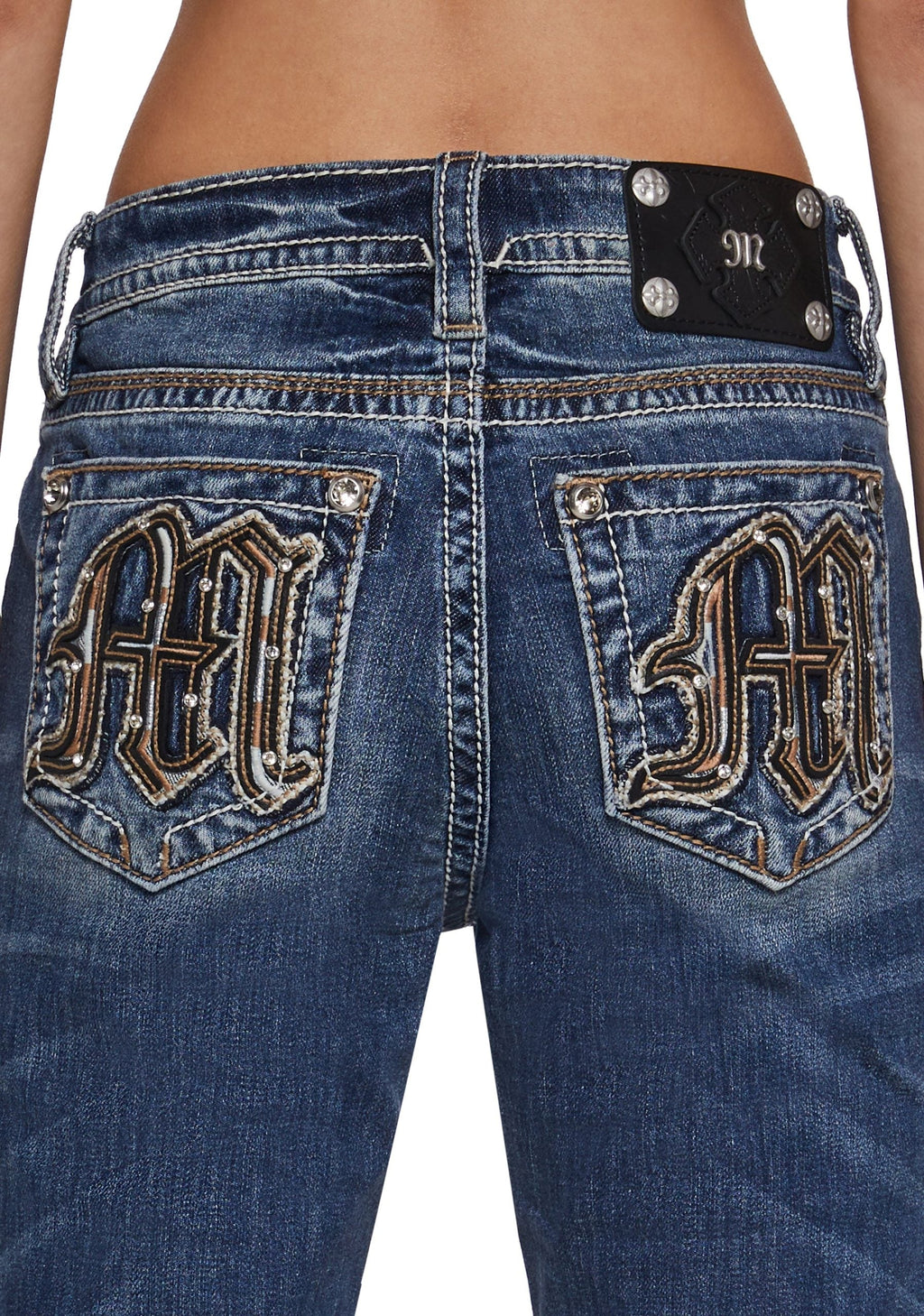 34″ Mid Rise Washed Boot Cut Jeans