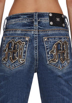 34″ Mid Rise Washed Boot Cut Jeans
