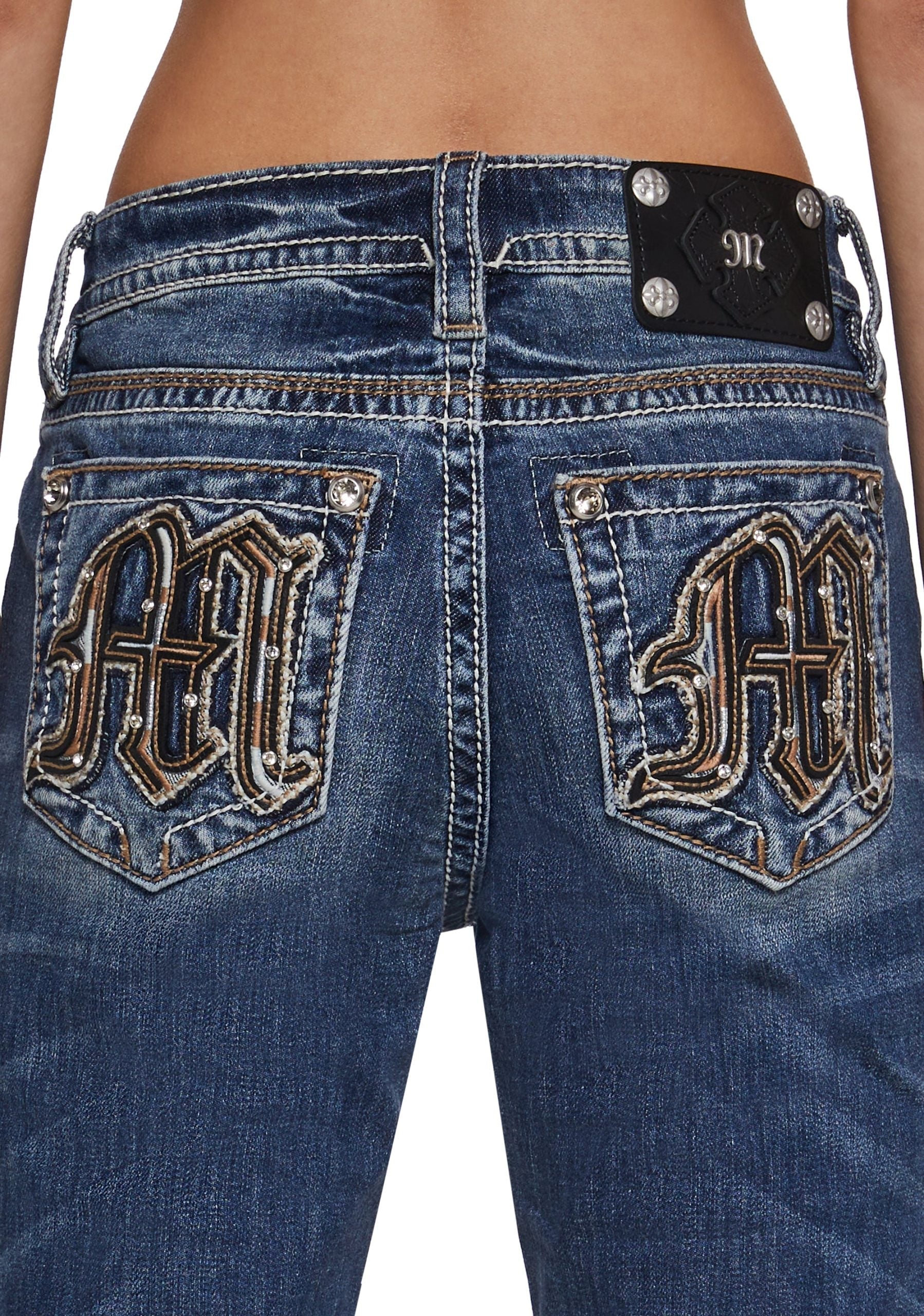 34″ Mid Rise Washed Boot Cut Jeans