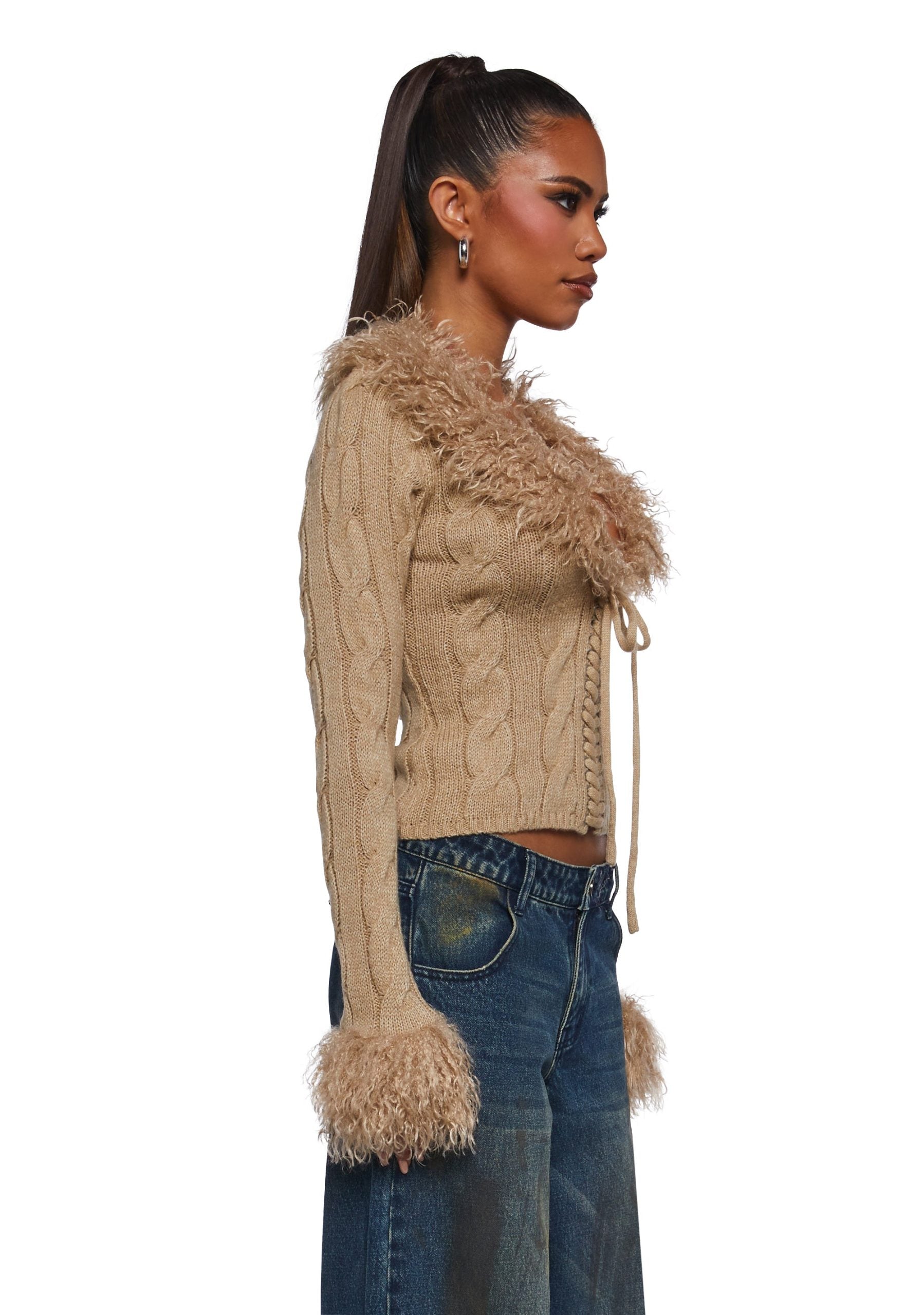 Covet Cable Knit Cardigan – Off White