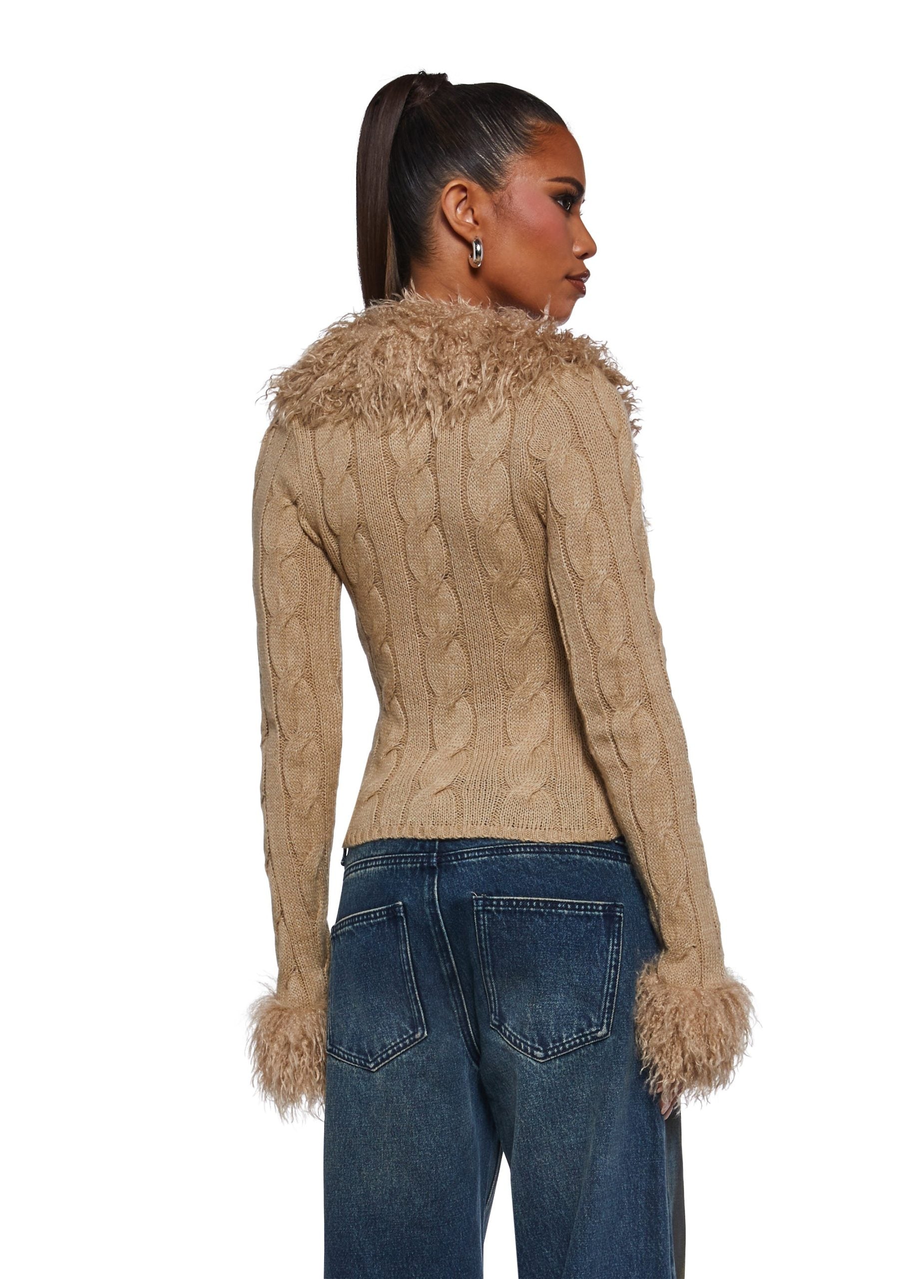Covet Cable Knit Cardigan – Off White