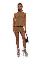 Club Moves Halter Dress – Gold Glitter