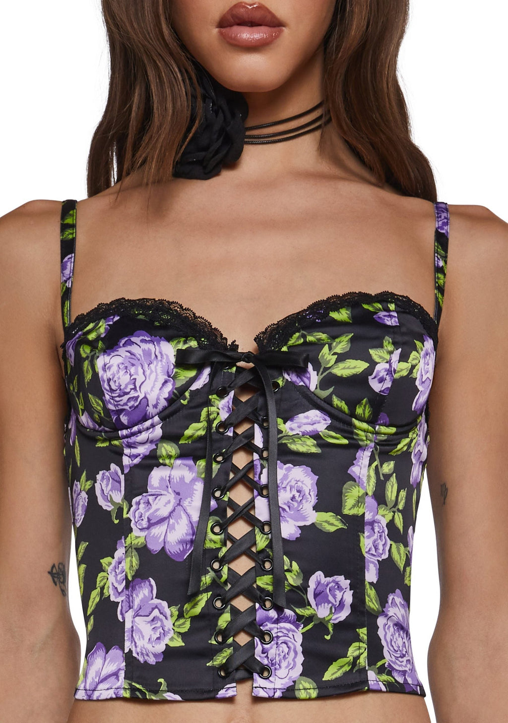 Floral Satin Bustier