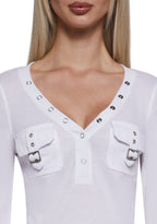 Brianna Long Sleeve Top – White