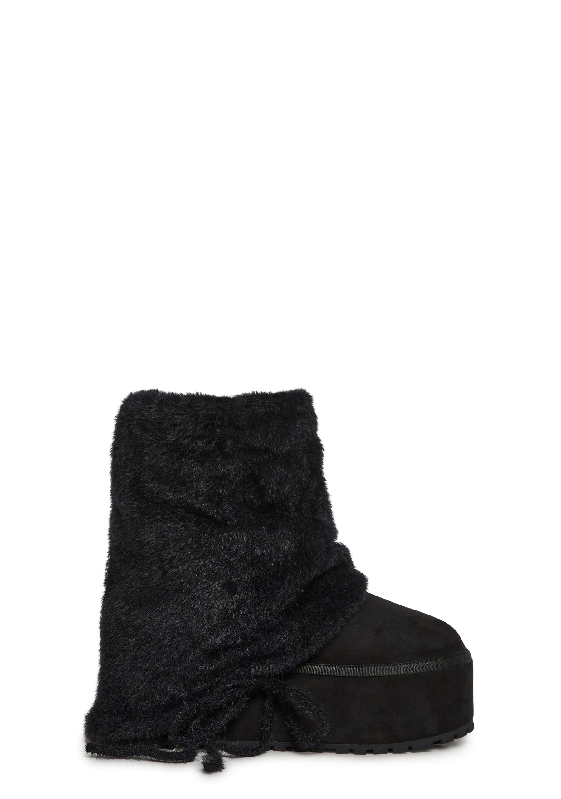 Snuggle Sesh Platform Booties – Black