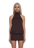 Club Moves Halter Dress – Brown