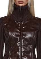 Tara Vegan Leather Knit Sweater
