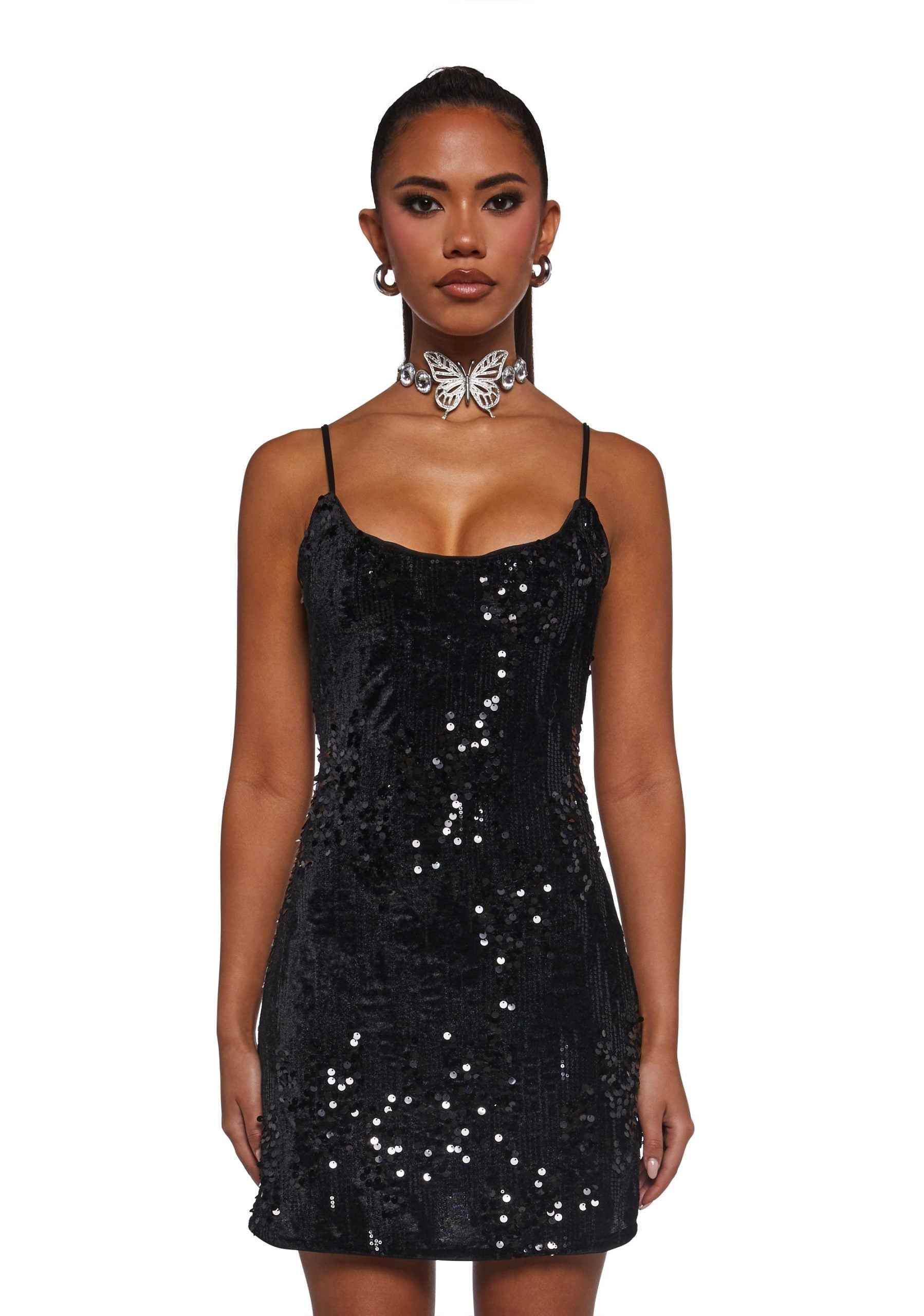 Over The Moon Sequin Dress – Black