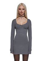 Hearts Linked Henley Dress – Gray