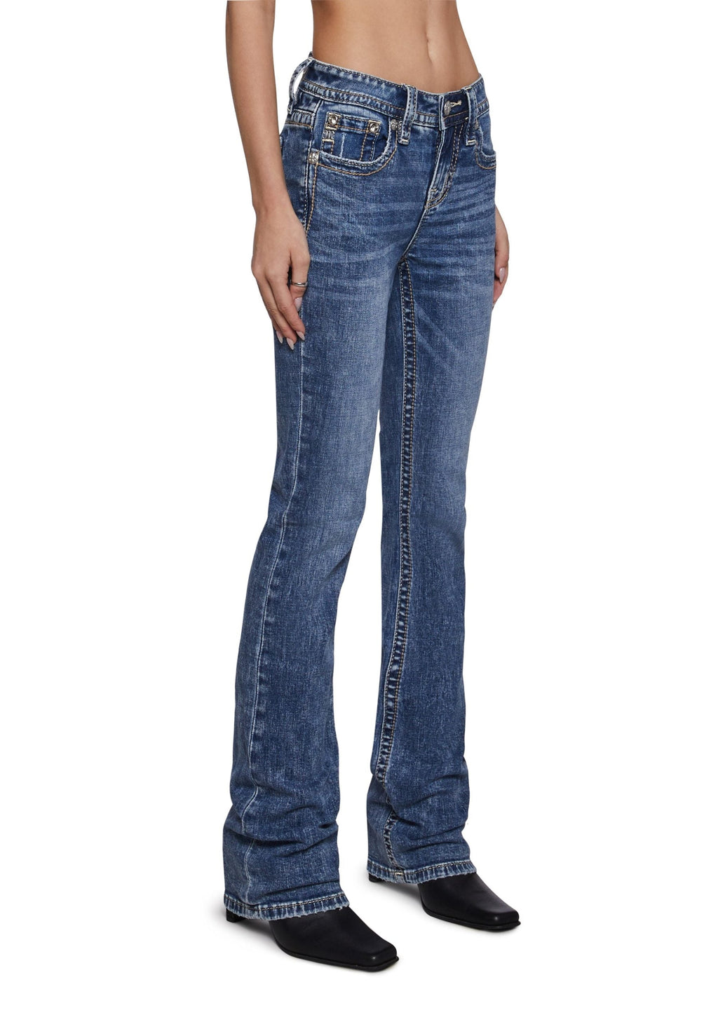 34″ Mid Rise Denim Jeans