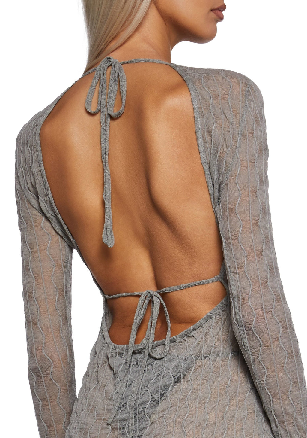 Techno Novelty Mesh Dress – Grey