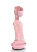 Chic-40 Platform Ankle Strap Rhinestone Sandals-Baby Pink