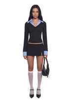 Eleanor Collared Long Sleeve Top – Striped