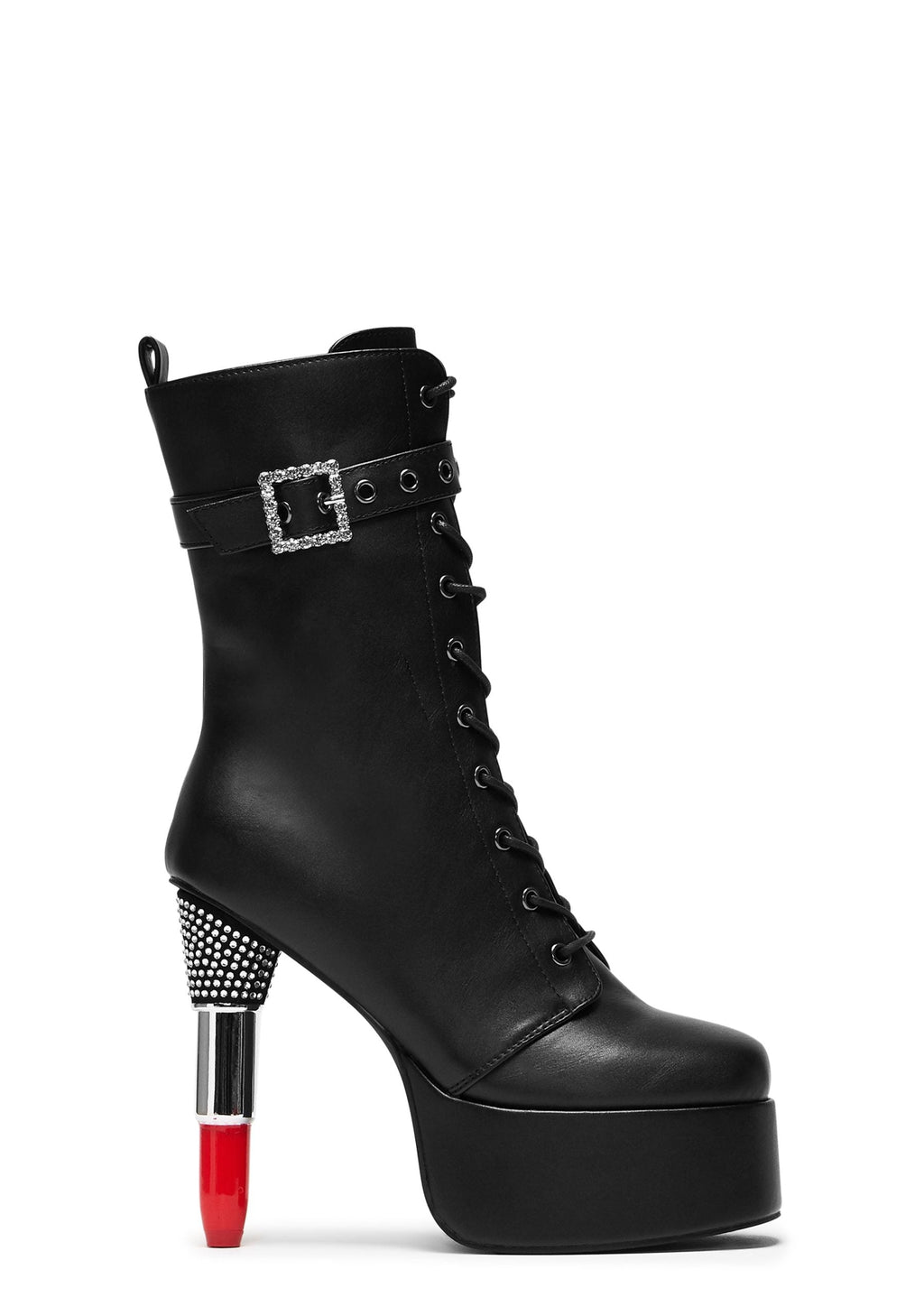 X Rocky Horror Show Thrill Me Lipstick Heeled Boots – Black