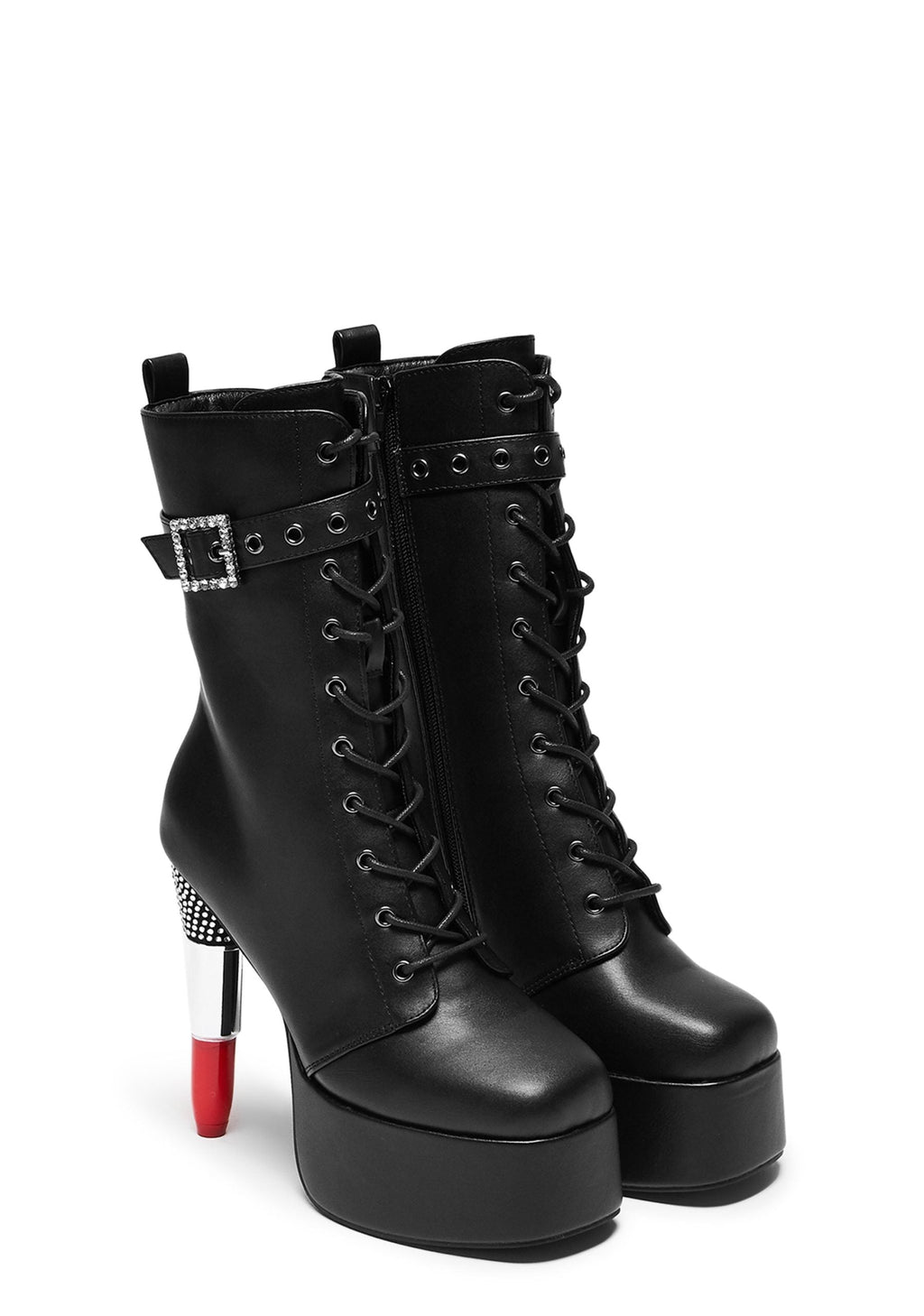X Rocky Horror Show Thrill Me Lipstick Heeled Boots – Black