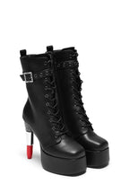 X Rocky Horror Show Thrill Me Lipstick Heeled Boots – Black