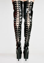 Adore-3063 Platform Thigh High Boots-Black