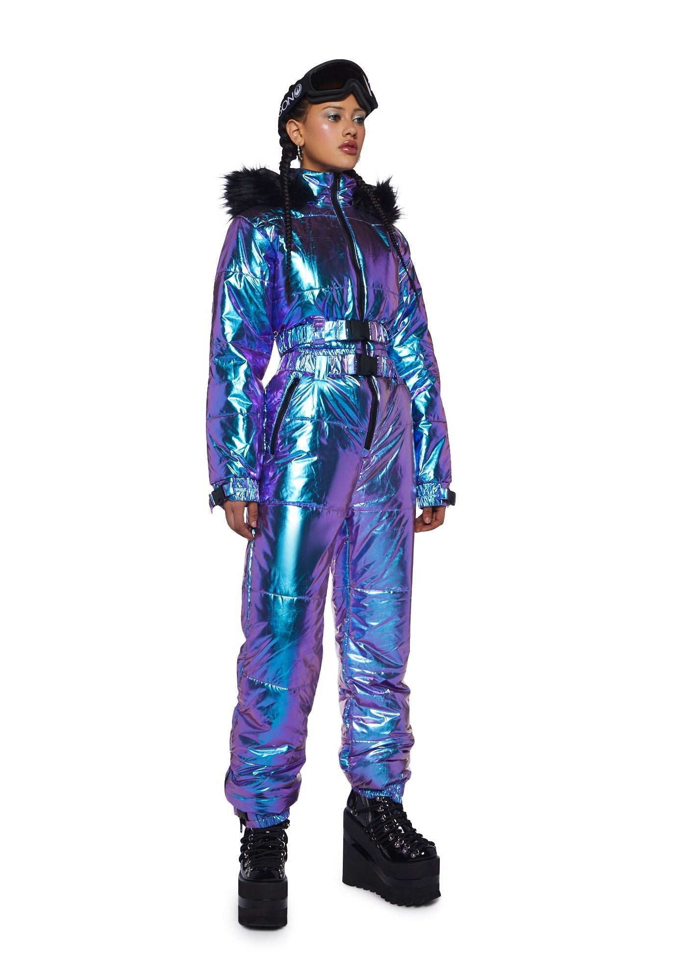 Aurora Beam Holographic Snowsuit – Blue
