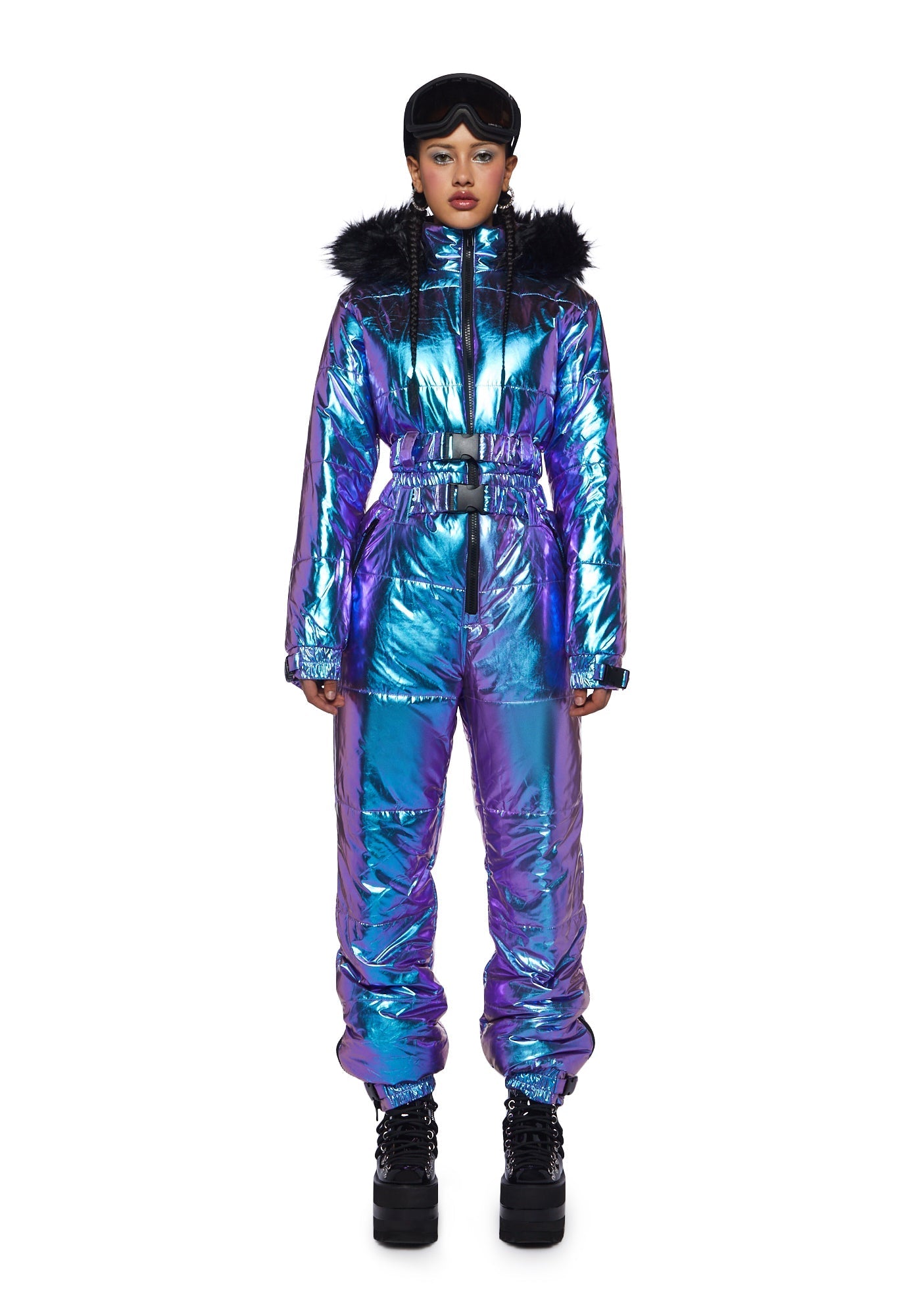 Aurora Beam Holographic Snowsuit – Blue