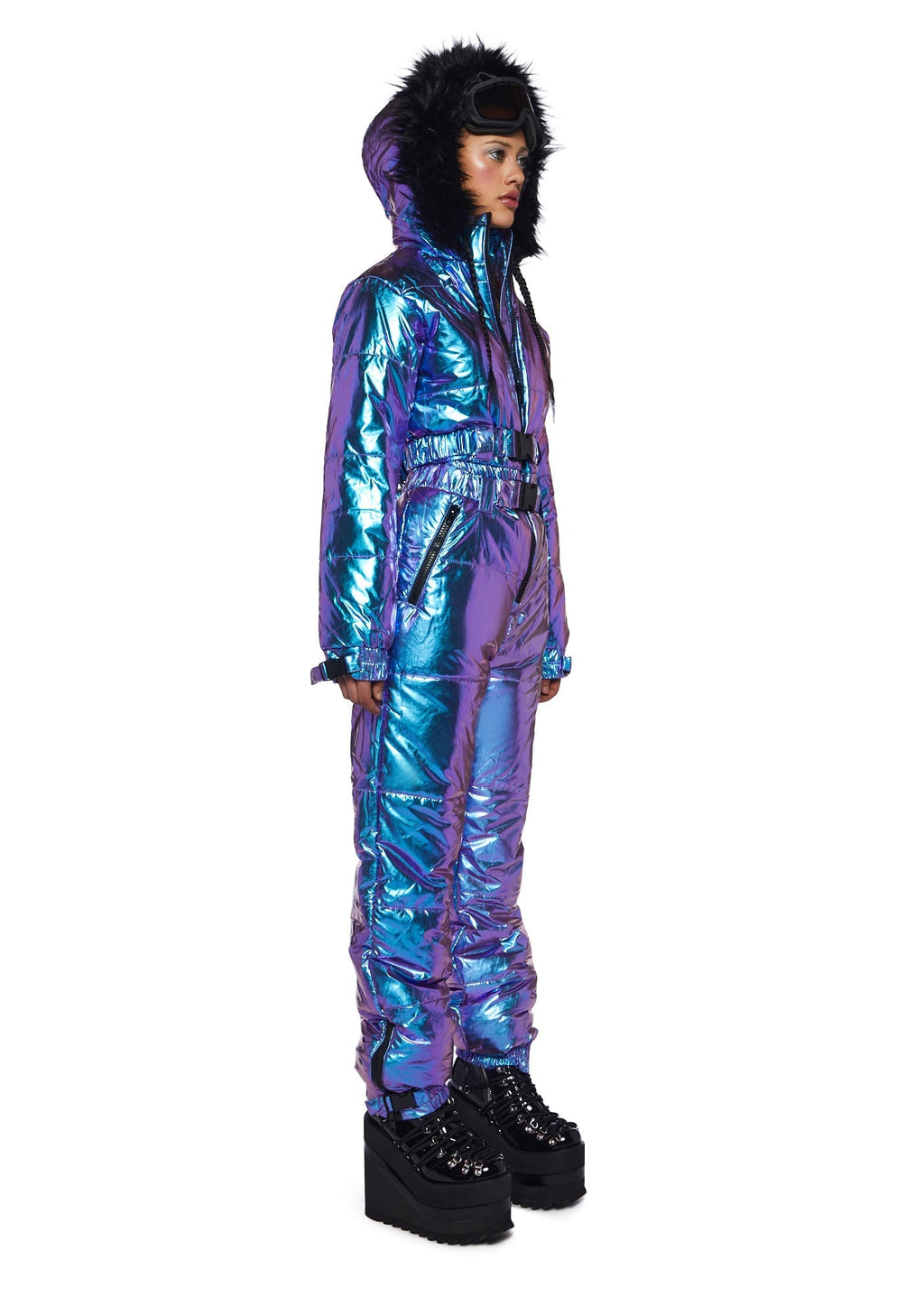 Aurora Beam Holographic Snowsuit – Blue