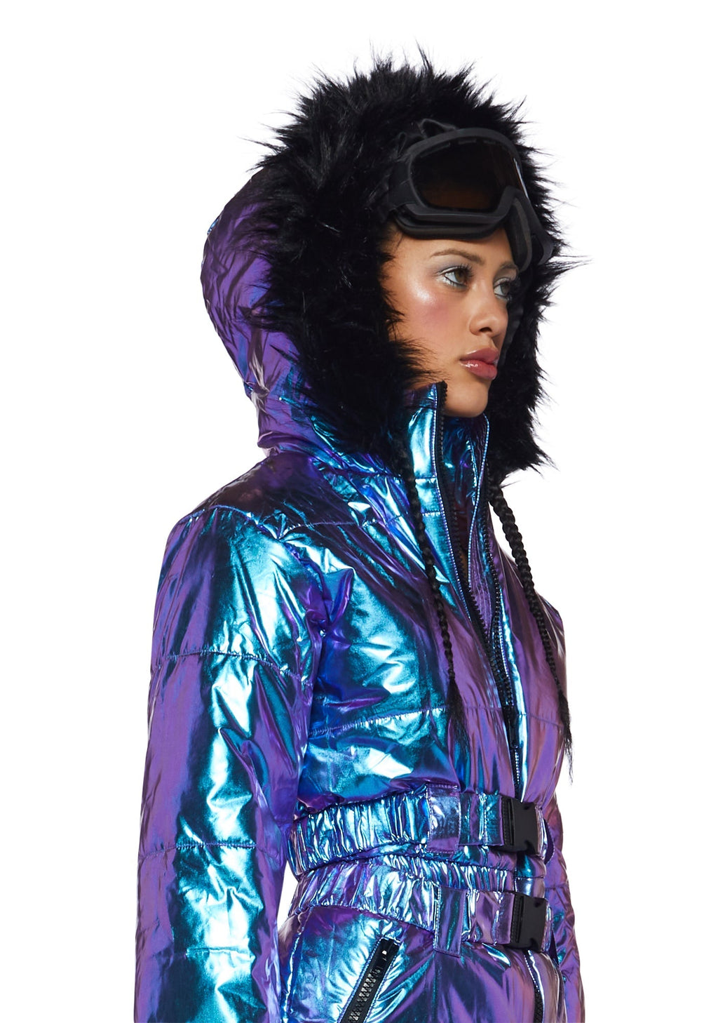 Aurora Beam Holographic Snowsuit – Blue