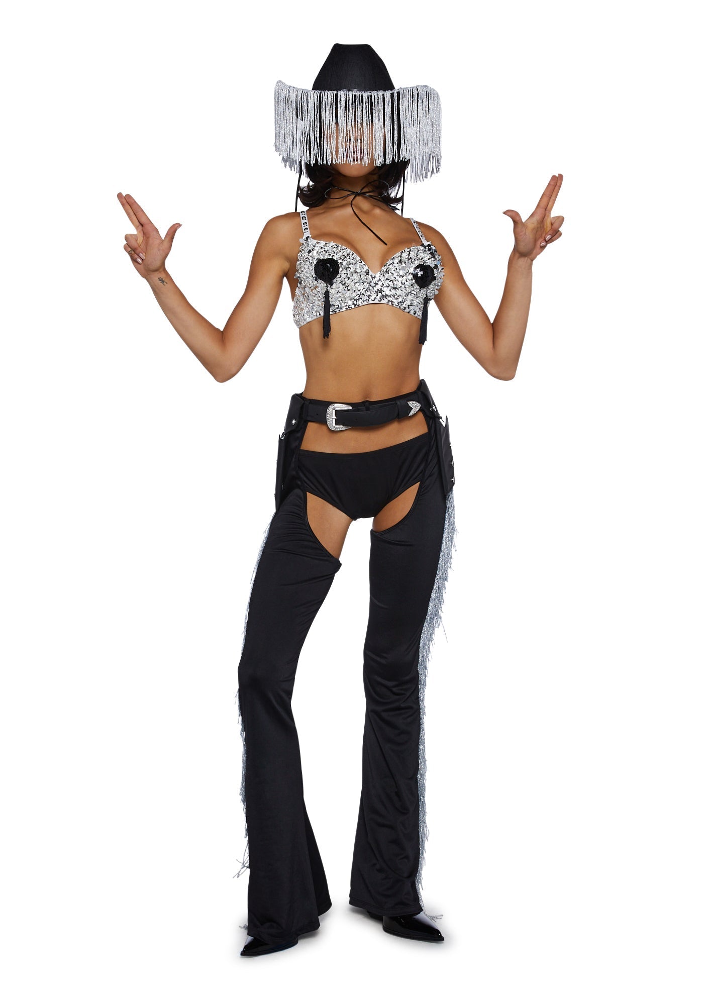 Giddy Up Rhinestone Cowgirl Costume – Black