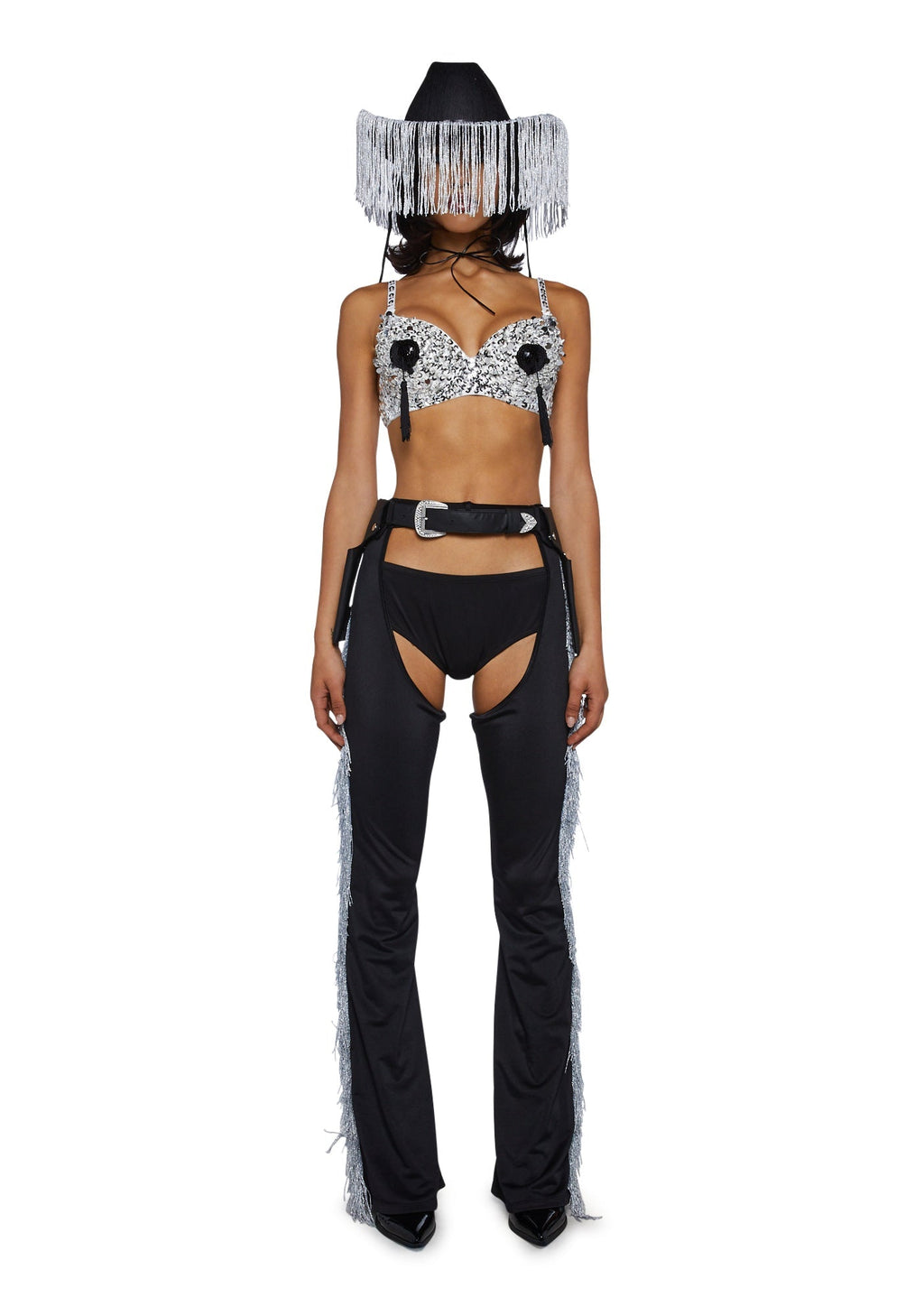Giddy Up Rhinestone Cowgirl Costume – Black
