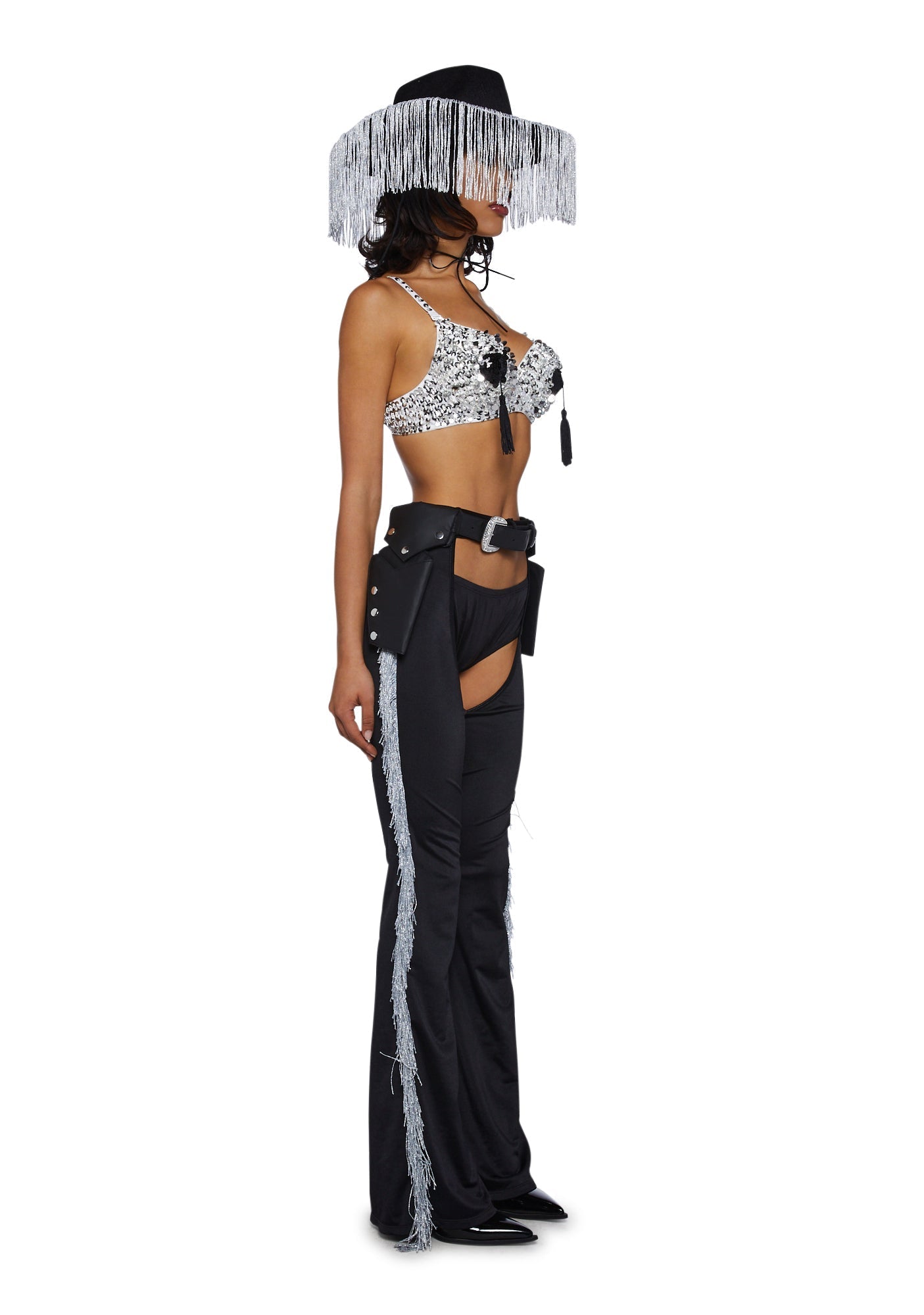 Giddy Up Rhinestone Cowgirl Costume – Black
