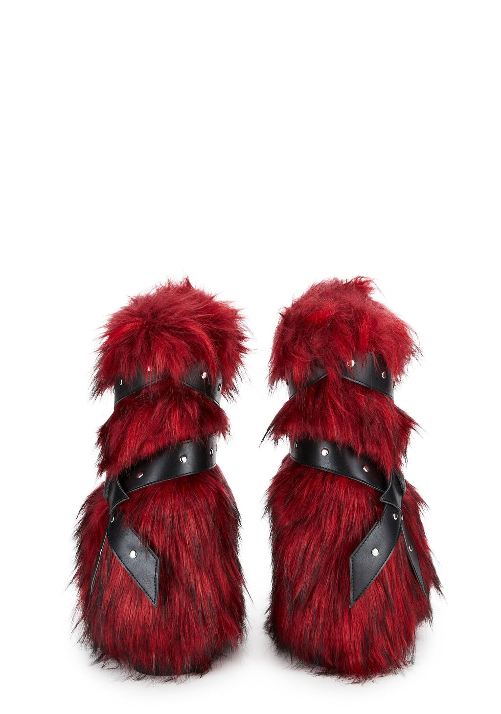 Low Wild Instincts Faux Fur Combat Boots – Red