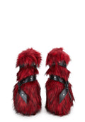 Low Wild Instincts Faux Fur Combat Boots – Red