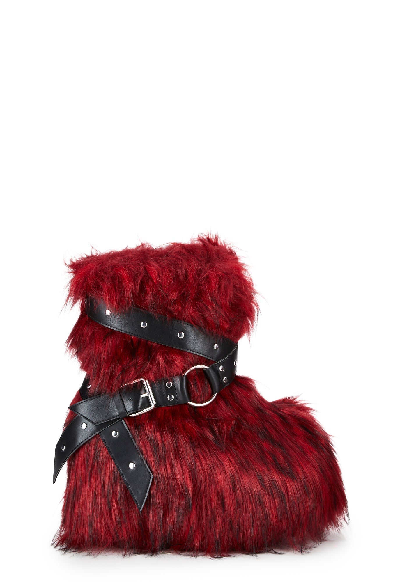 Low Wild Instincts Faux Fur Combat Boots – Red