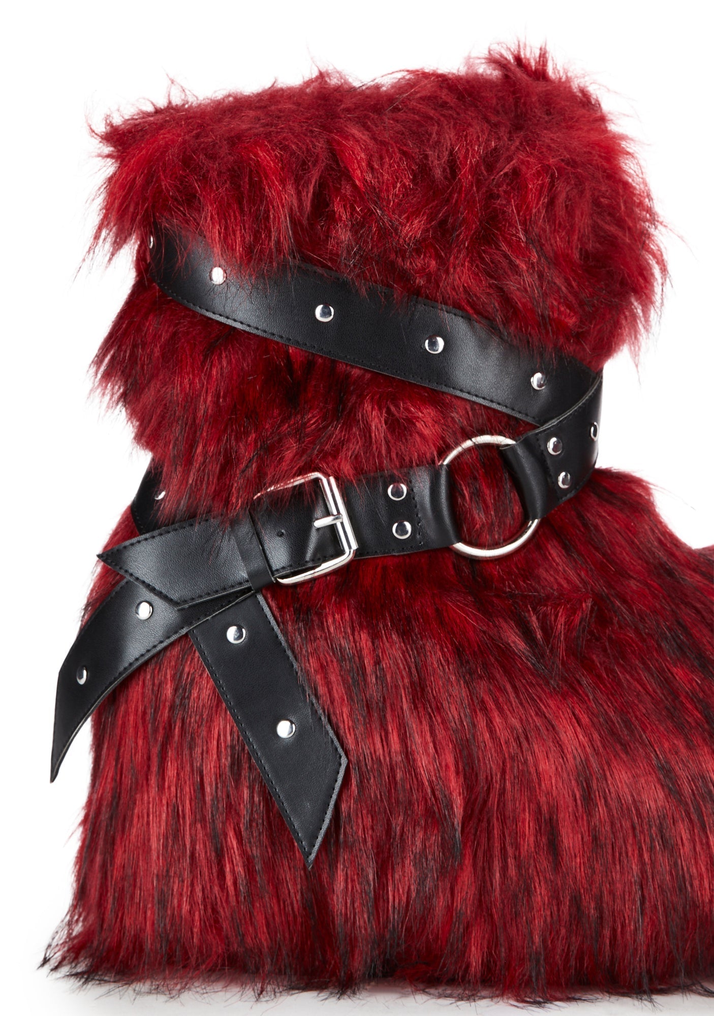 Low Wild Instincts Faux Fur Combat Boots – Red