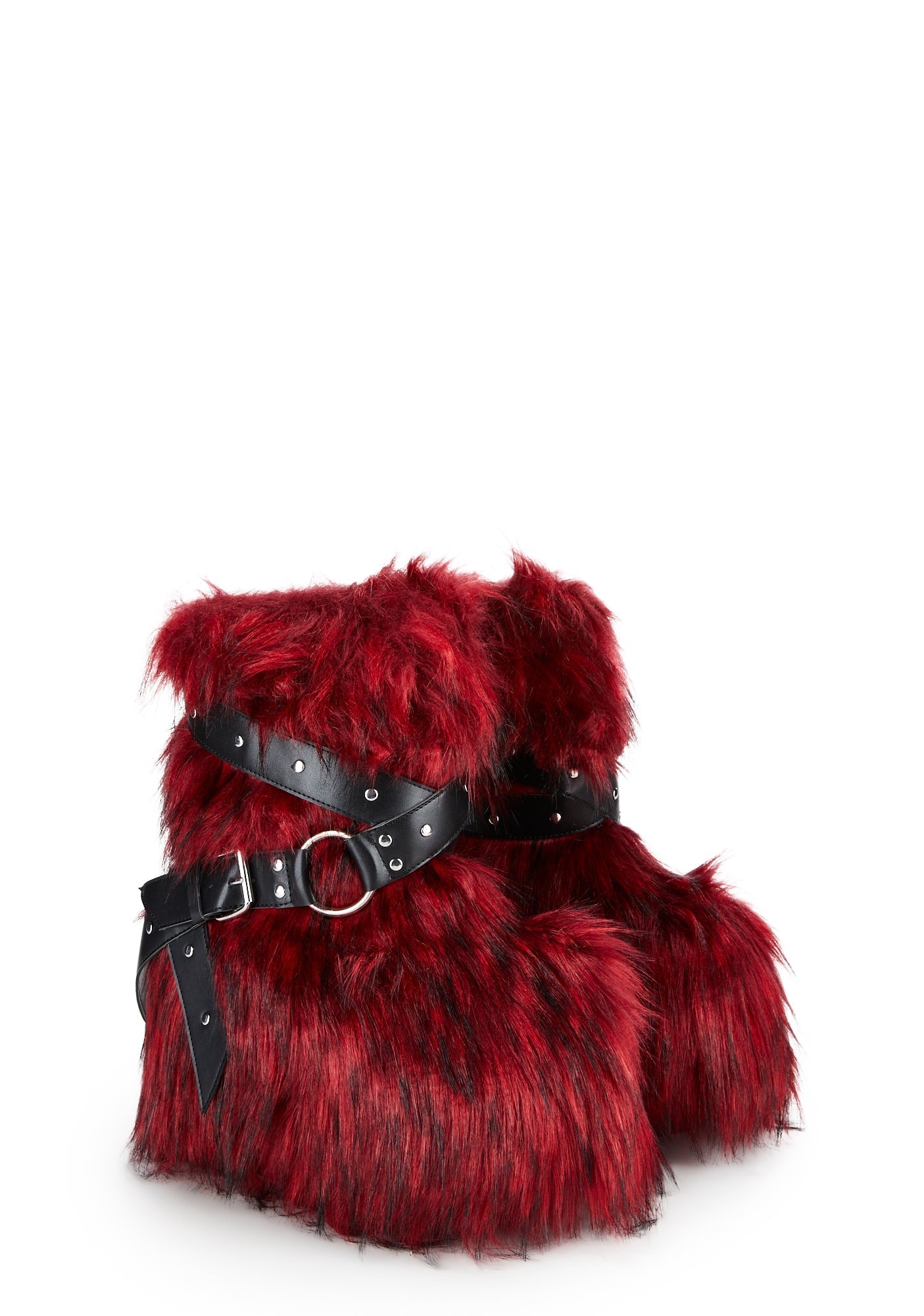Low Wild Instincts Faux Fur Combat Boots – Red