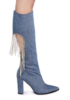 Jacqueline Heeled Boots – Denim