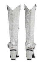Sharp Sheriff Shine Knee High Boots -Silver