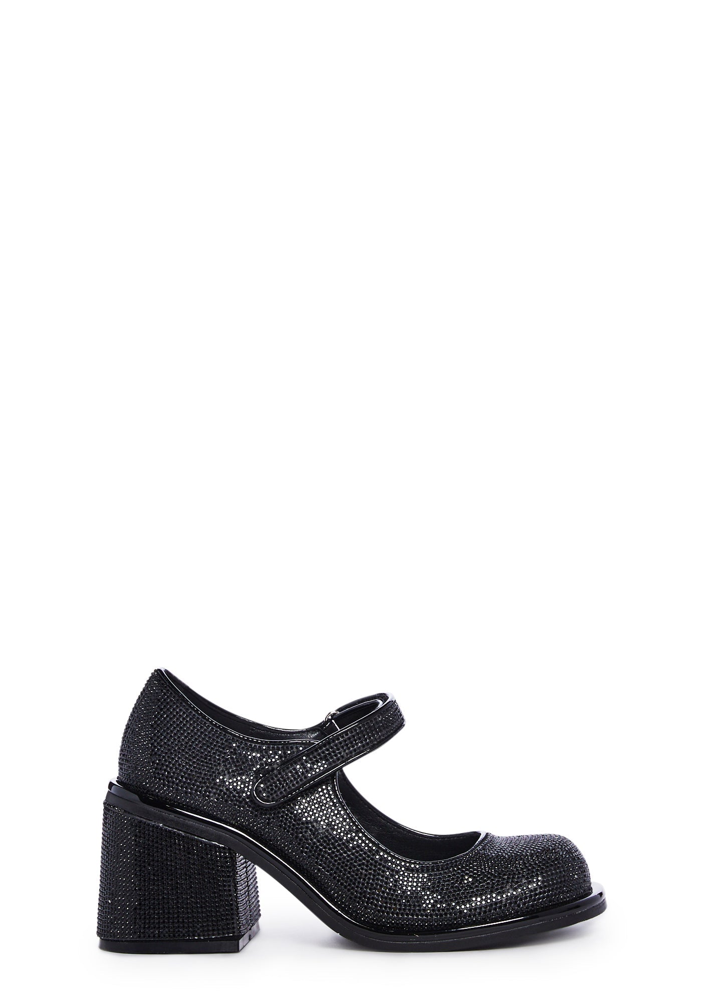 Desire Me Rhinestone Mary Janes – Black
