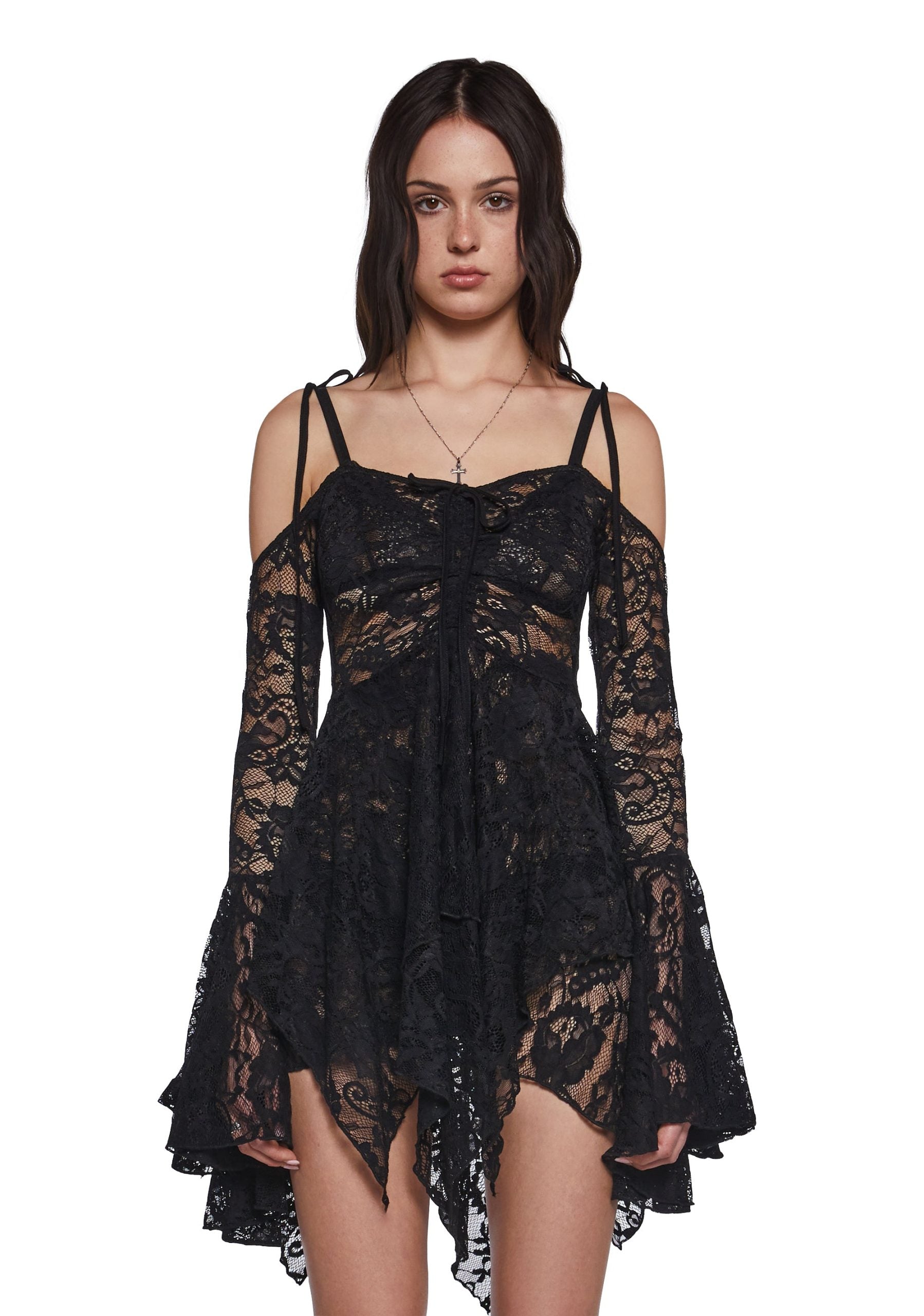 F is For Fairies Handkerchief Dress – Black Lace