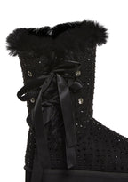 Snowflake Cadet Rhinestone Booties – Black
