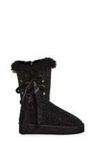 Snowflake Cadet Rhinestone Booties – Black