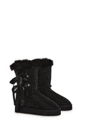 Snowflake Cadet Rhinestone Booties – Black