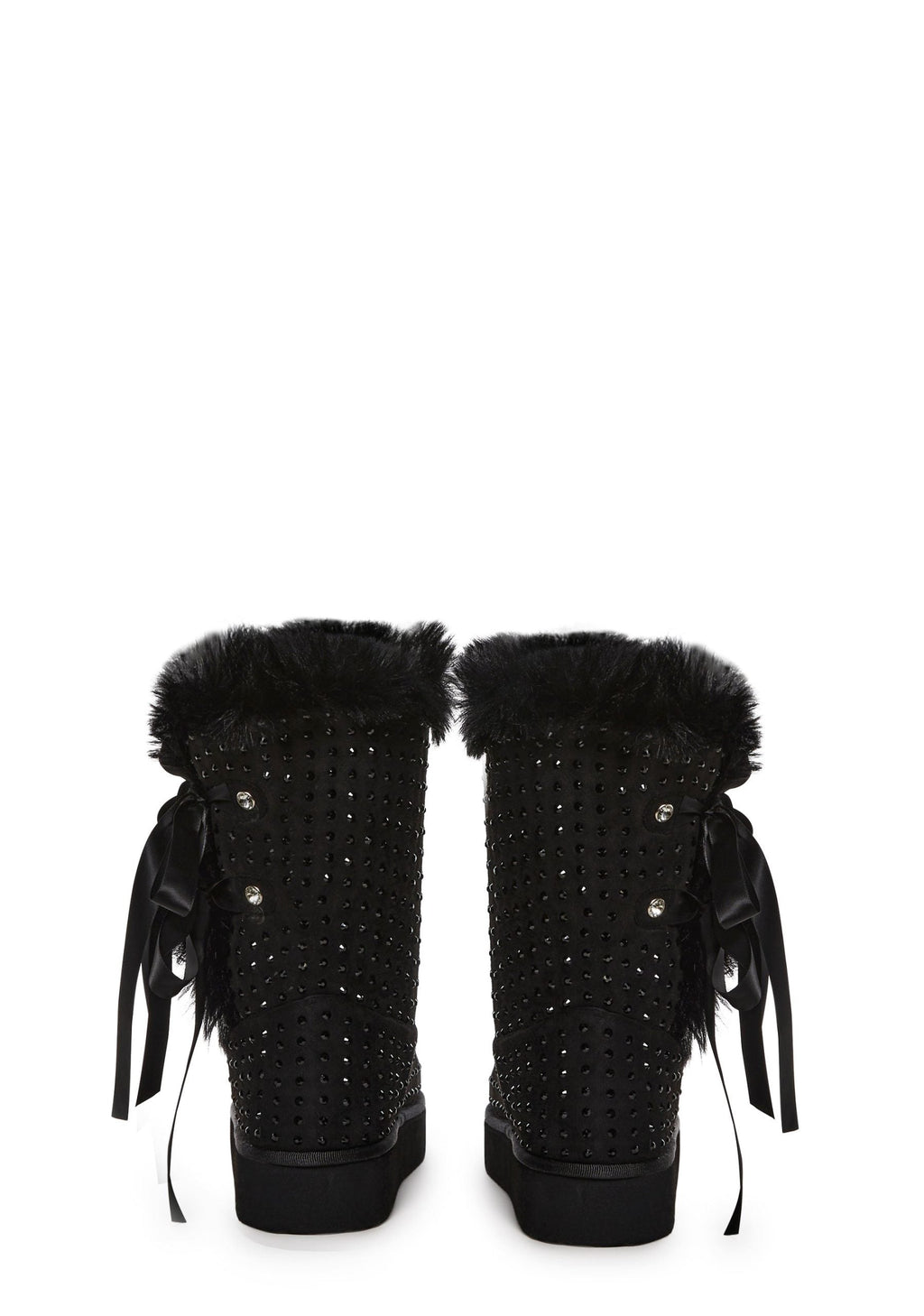 Snowflake Cadet Rhinestone Booties – Black