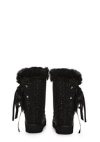 Snowflake Cadet Rhinestone Booties – Black