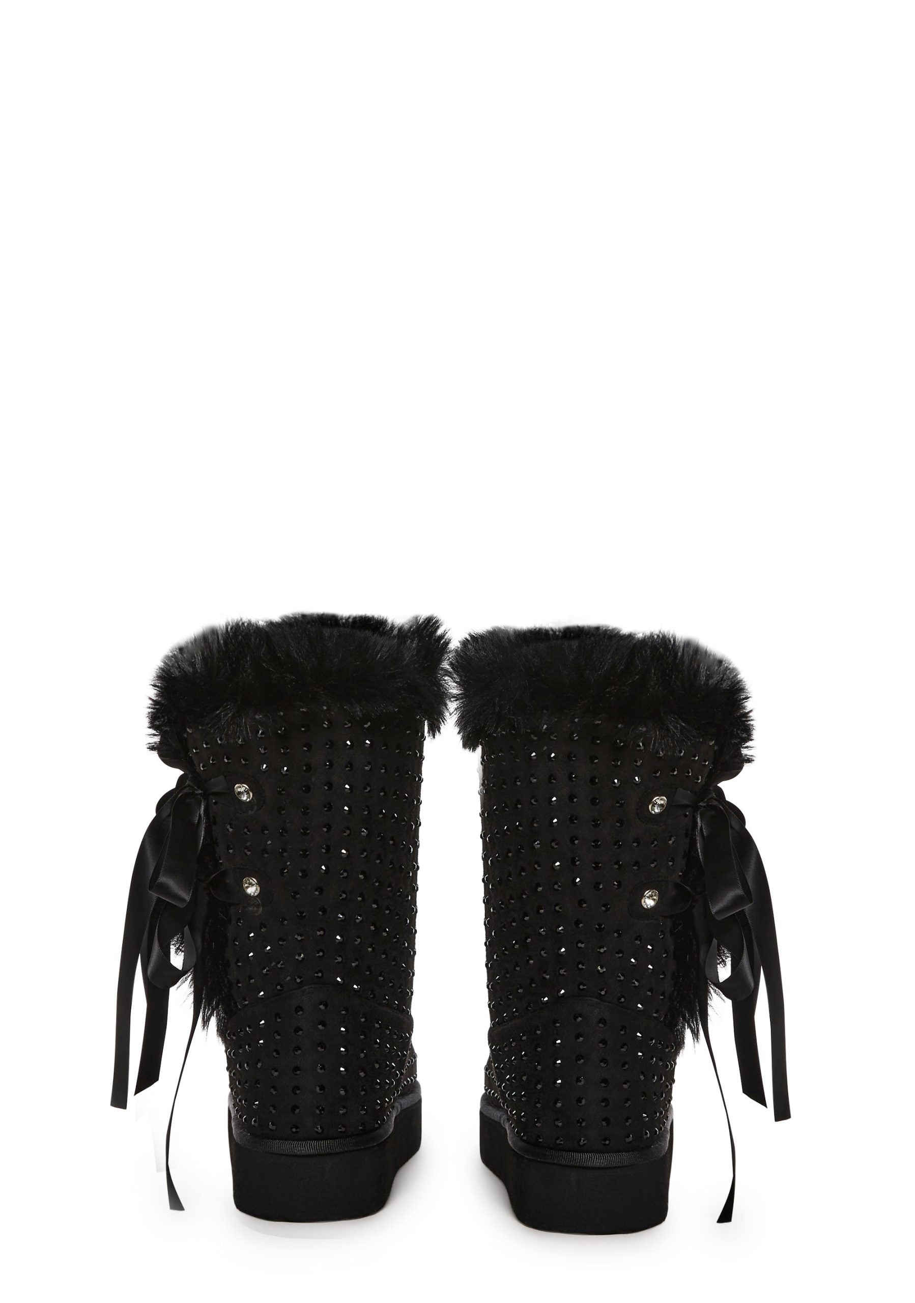 Snowflake Cadet Rhinestone Booties – Black