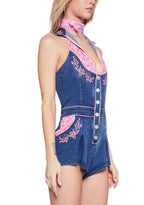 Rodeo Rendezvous Denim Romper – Blue