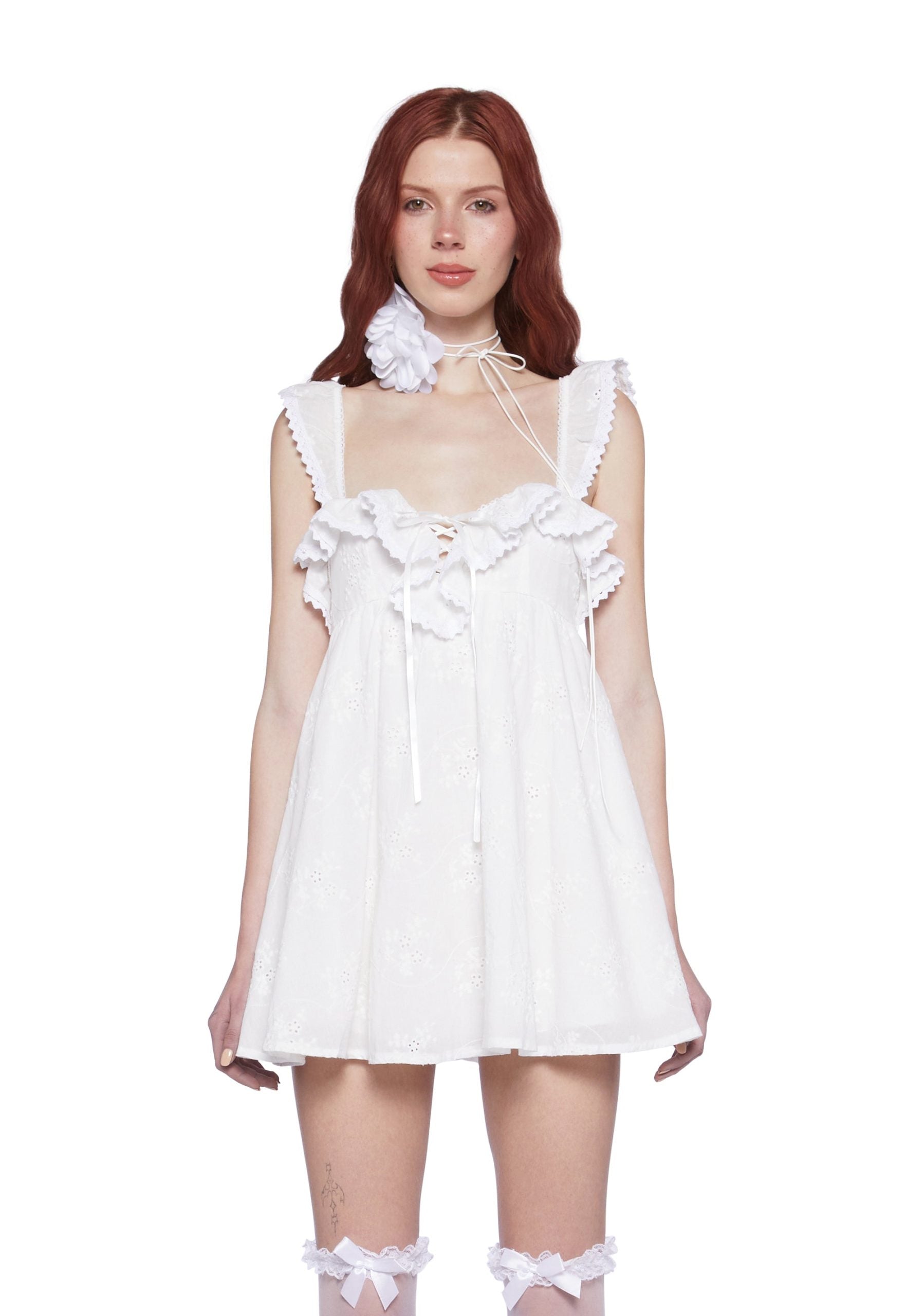 Sunset Stroll Babydoll Dress – White