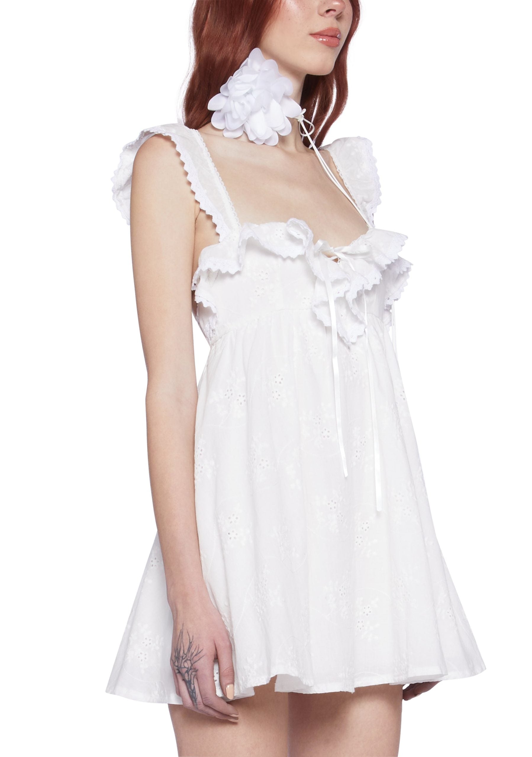 Sunset Stroll Babydoll Dress – White